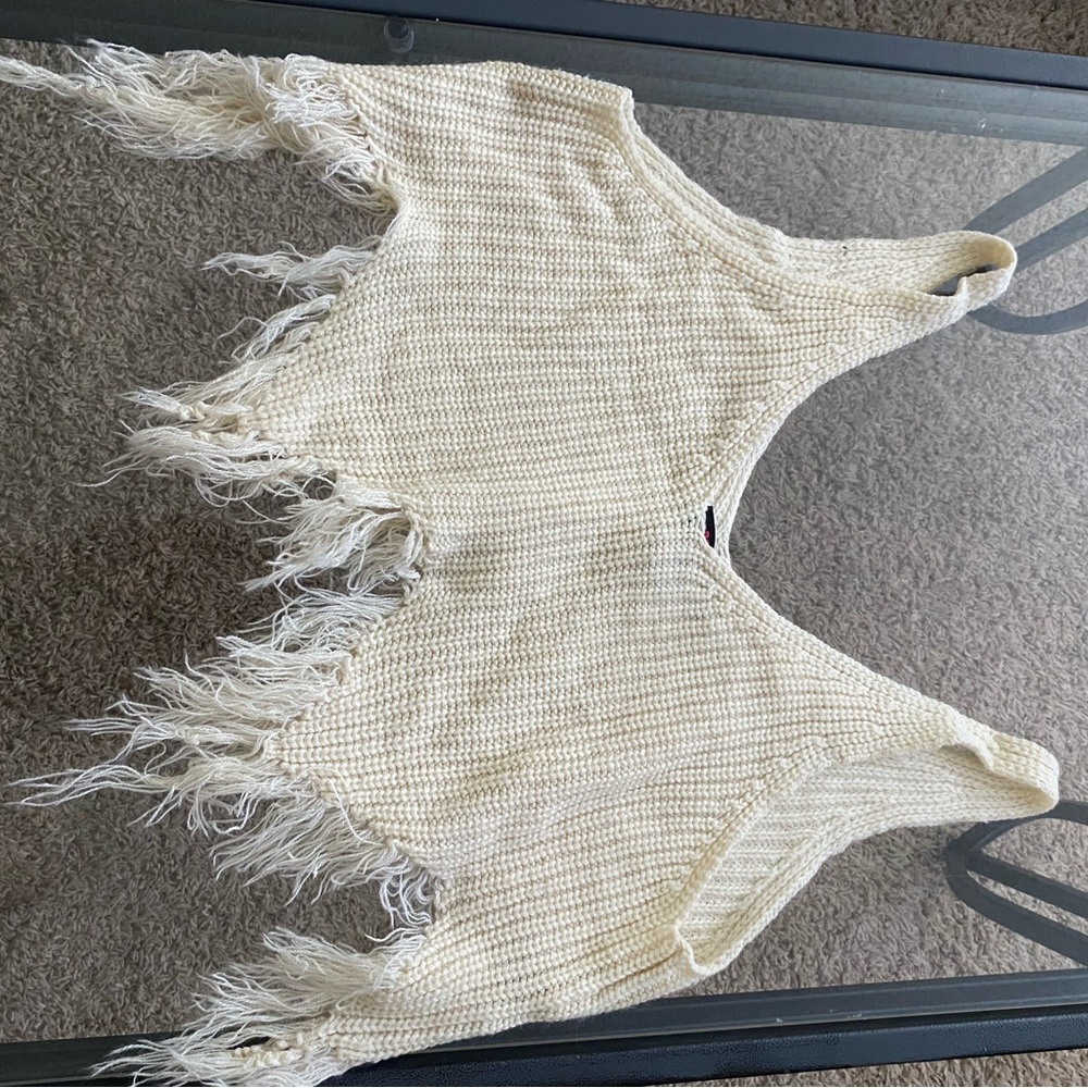 Rock & Roll Cream Knit Tank Top